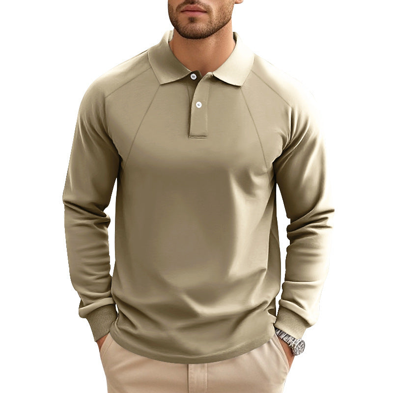Men's long-sleeved polo shirt with raglan sleeves, short button placket and ribbed cuffs Mune Fashion