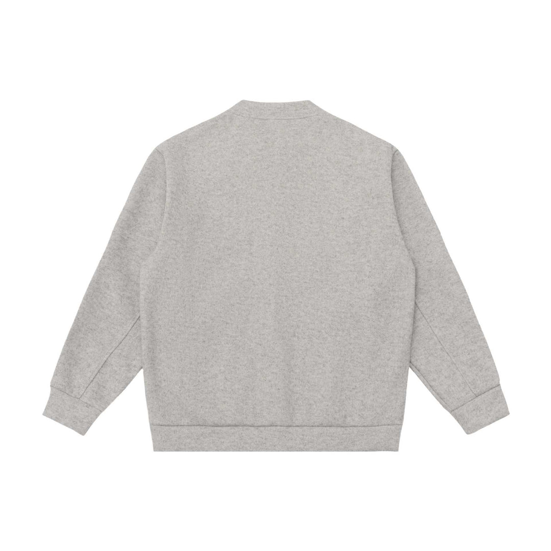 Unisex Short Cut Knitted Jacket in Boxy Bomber Style with Standing Collar and Button Placket Mune Fashion