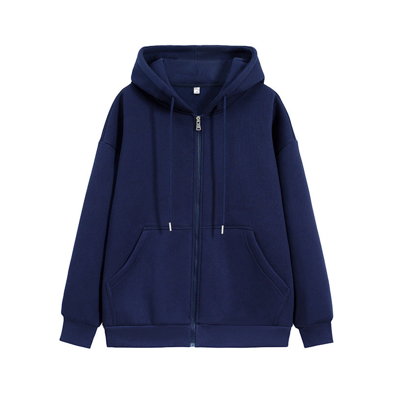 Unisex Oversize Hoodie Fleece Jacket with Boxy Cut and Metal Zipper Drune