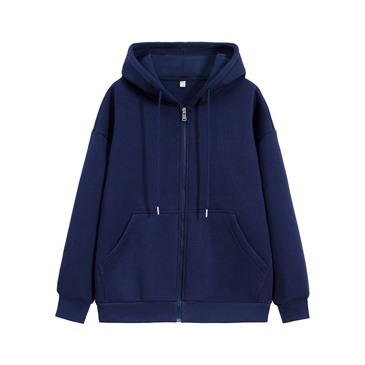 Unisex Oversize Hoodie Fleece Jacket with Boxy Cut and Metal Zipper Drune