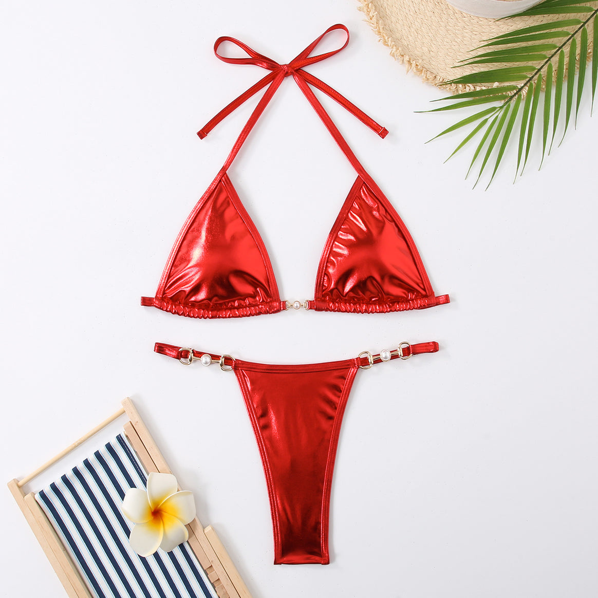 Women's Triangle Bikini with Glamorous Details Mune Fashion
