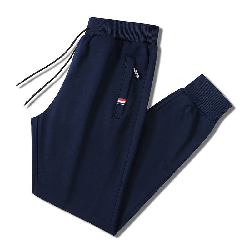 Men's Slim-Fit Jogging Pants with Elastic Ribbed Waistband, Drawstring and Zipper Pockets Mune Fashion