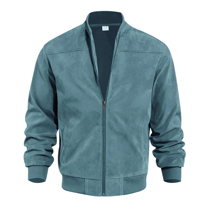 Men's high-quality suede jacket in sporty bomber style with elastic cuffs Mune Fashion