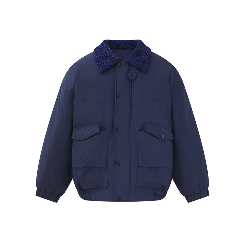 Men's Windproof Boxy Bomber in Workwear Style with Teddy Collar Mune Fashion