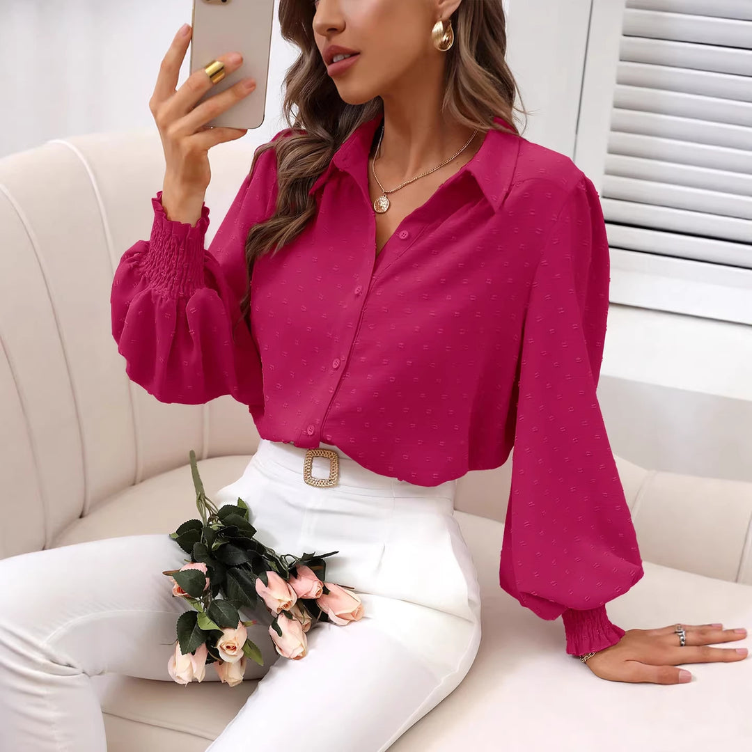 Women Elegant Blouse with Puff Sleeves Mune Fashion