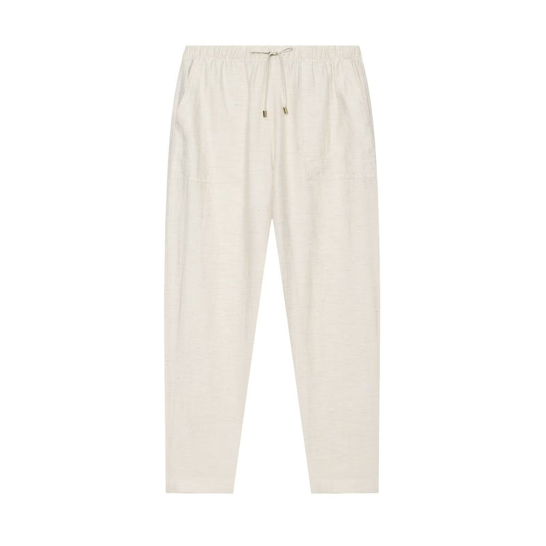 Women's Linen Blend Jogger Pants with Elastic Waist and Slim Leg Mune Fashion