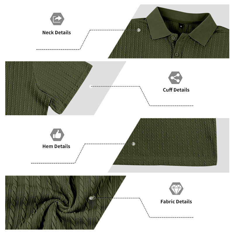 Men's fine-knit polo with structured cable pattern and soft cotton blend Mune Fashion