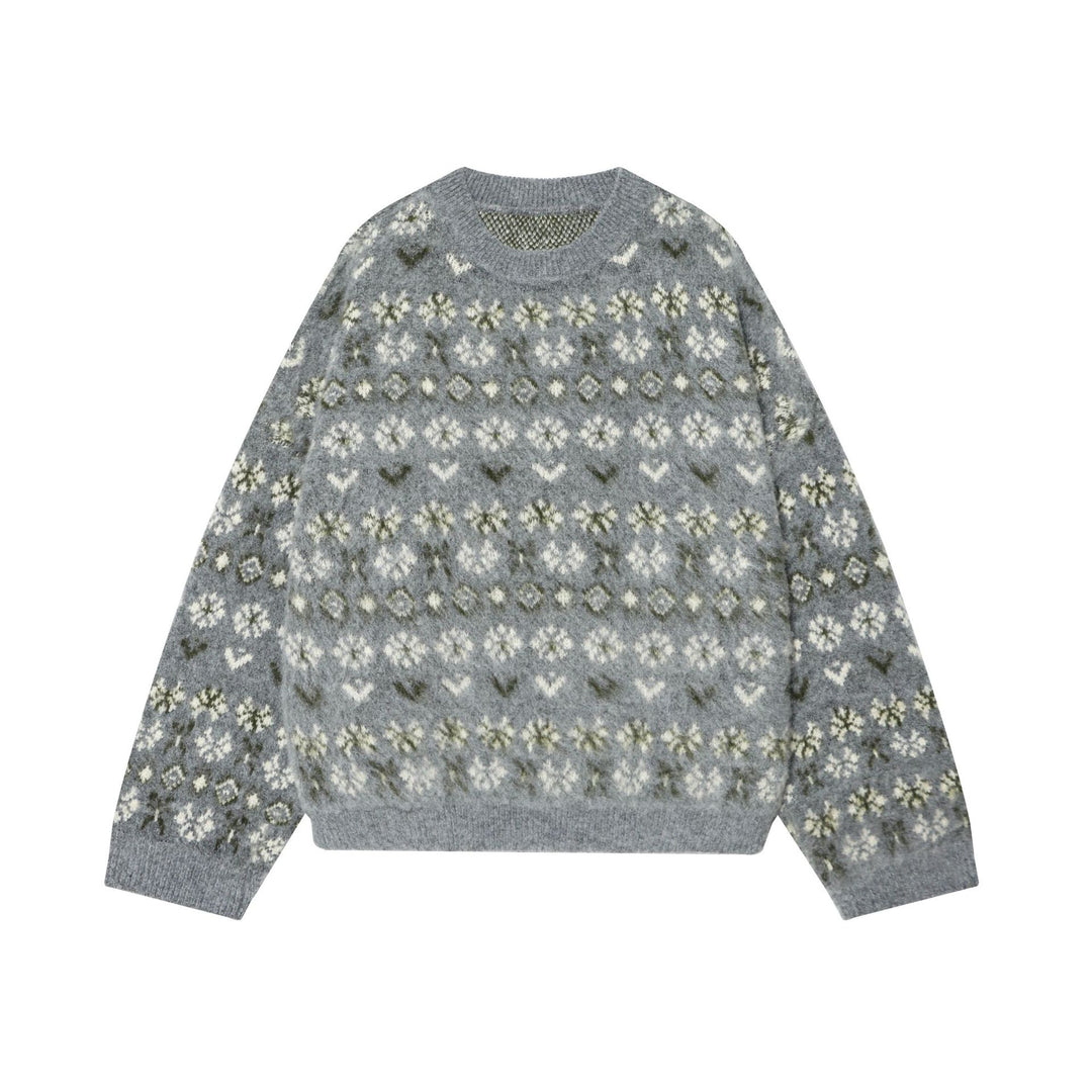 Women's patterned Norwegian sweater made of soft knit yarn with round neckline Mune Fashion