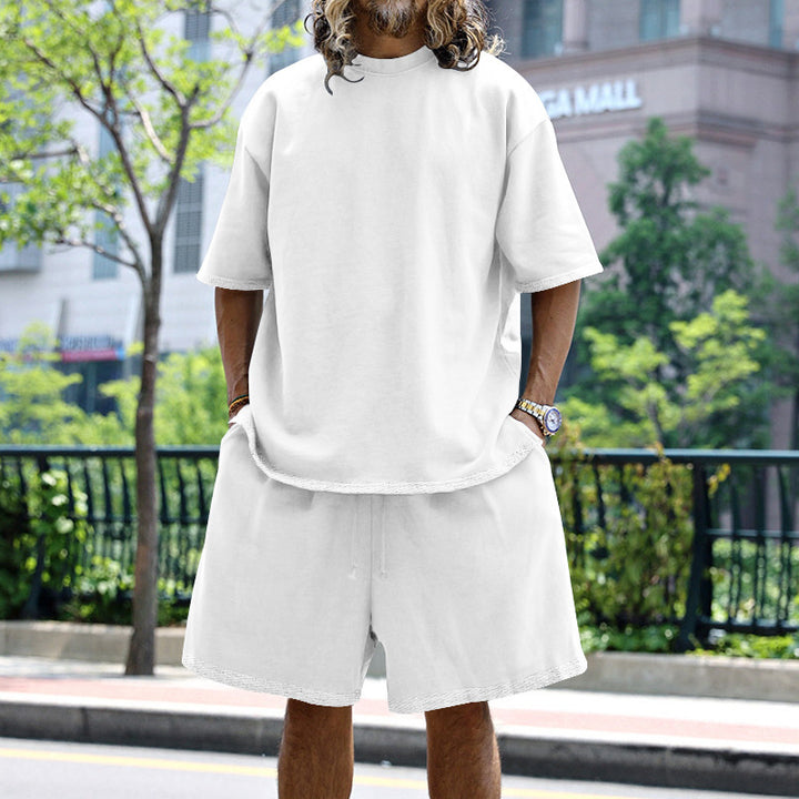 Men's oversized loungewear set with boxy shirt, drawstring shorts, and soft cotton blend Mune Fashion