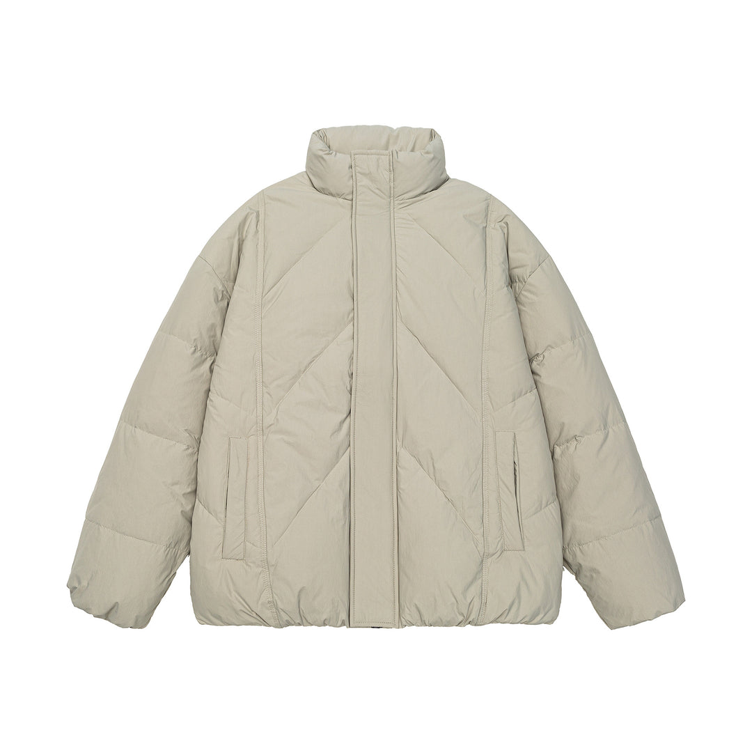 Unisex Oversized quilted winter jacket with high stand-up collar and concealed zipper Mune Fashion