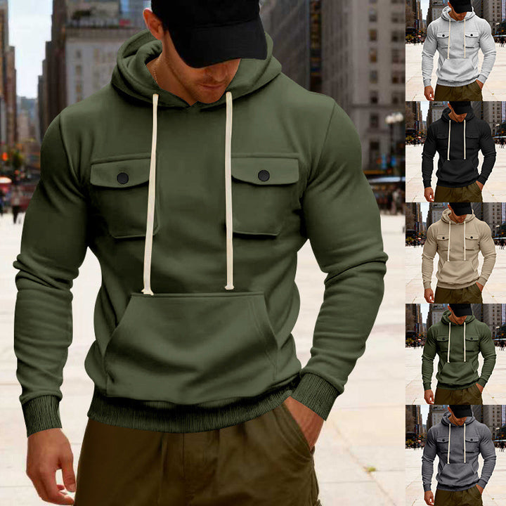 Men's hooded sweatshirt with chest flap pocket, kangaroo pocket & ribbed cuffs Mune Fashion