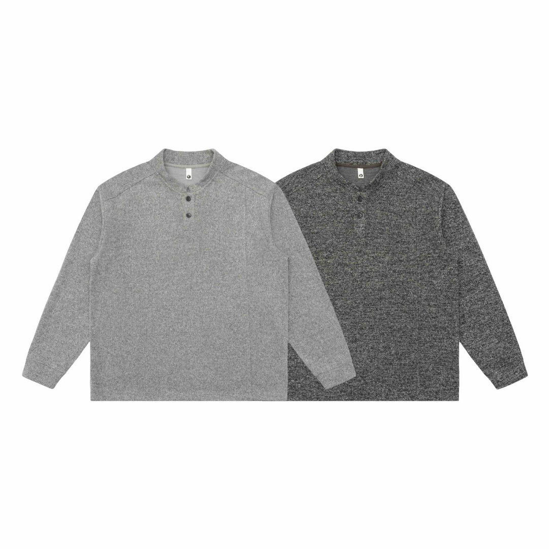 Unisex fine-knit Henley pullover with turtleneck and raglan sleeves Mune Fashion