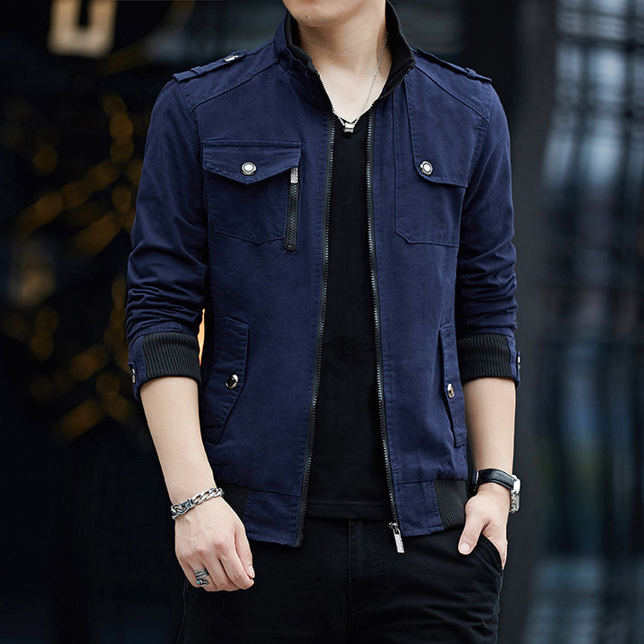 Men's Canvas Field Blouson in Pilot Cut with Flap Pockets and Arm Pocket Mune Fashion