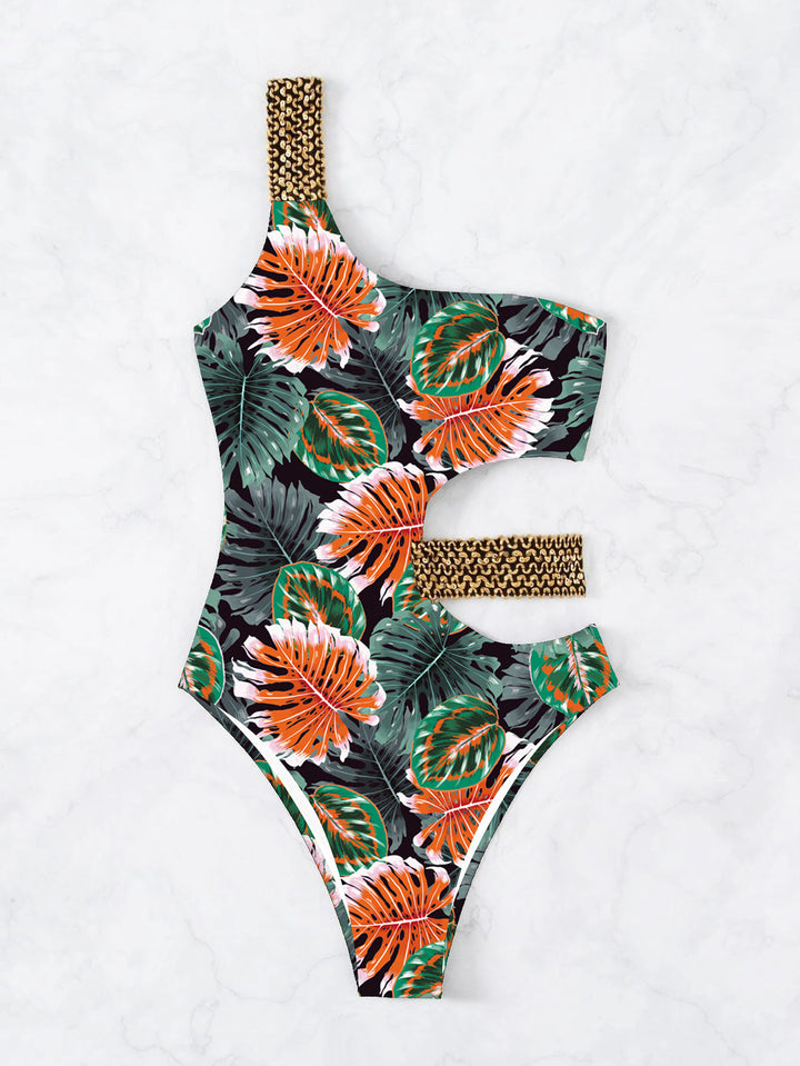 Women One-Piece Designer Swimsuit with Asymmetrical Cut and Fashionable Straps Mune Fashion