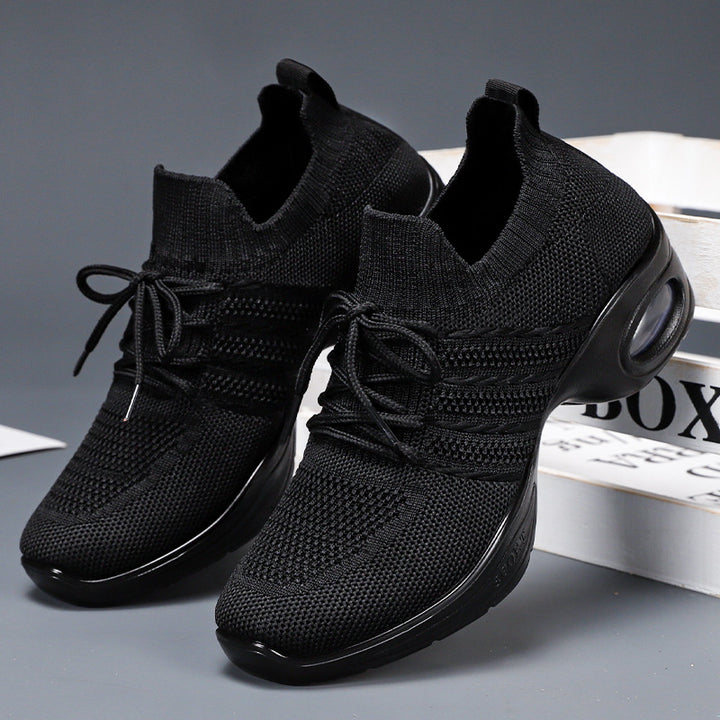 Women's avant-garde knit platform sneakers with cushioned air unit, sock-like entry and ergonomic memory footbed Mune Fashion