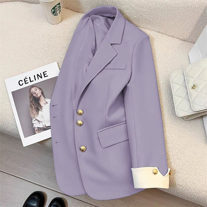Women's Elegant Blazer with Gold Button Details Mune Fashion