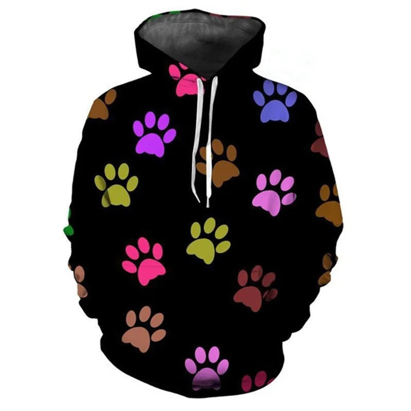Women Funny Hoodie with Paw Print Mune Fashion