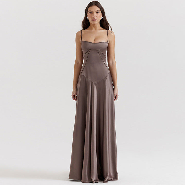 Ladies Elegant Evening Dress with Tailored Cut and Flowy Skirt Mune Fashion
