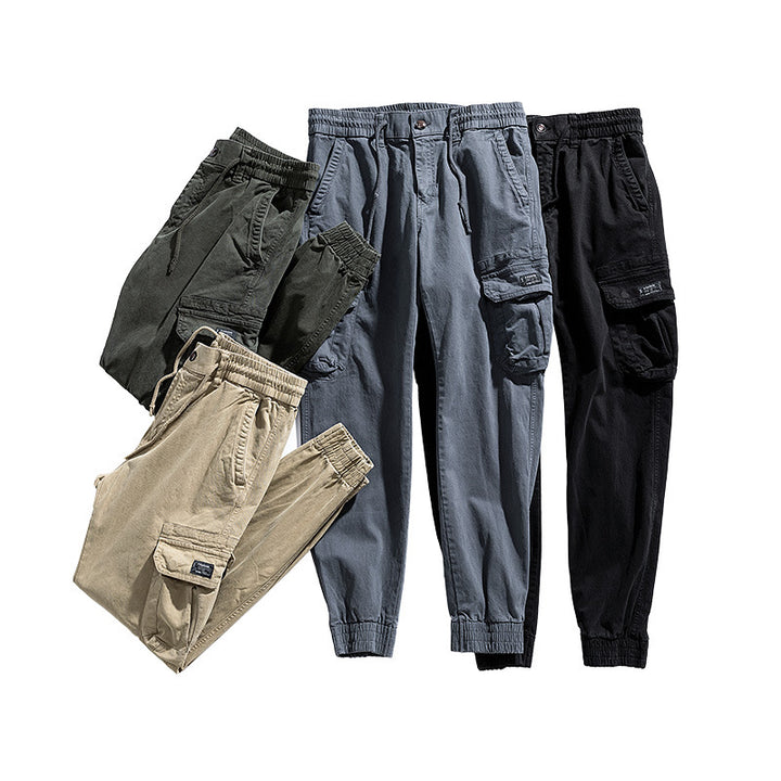 Men's Multifunctional Cargo Joggers in Urban Utility Style with Elastic Waistband and Flap Pockets Mune Fashion
