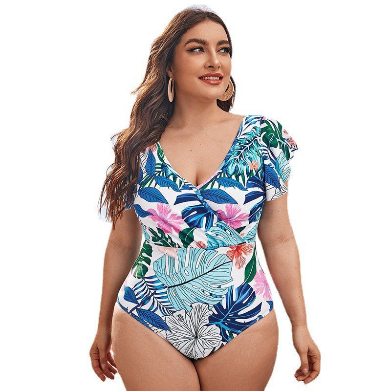 Women Elegant Swimsuit with Floral Ruffle Details Mune Fashion