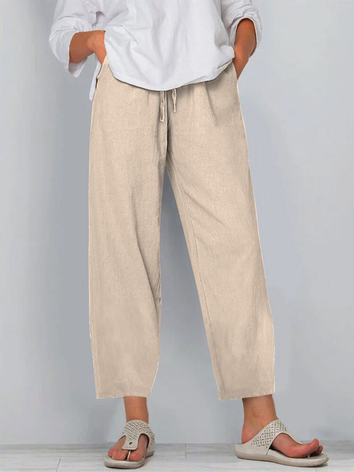 Women's Relaxed Culotte Pants with Drawstring, Side Pockets and Ankle Length Mune Fashion