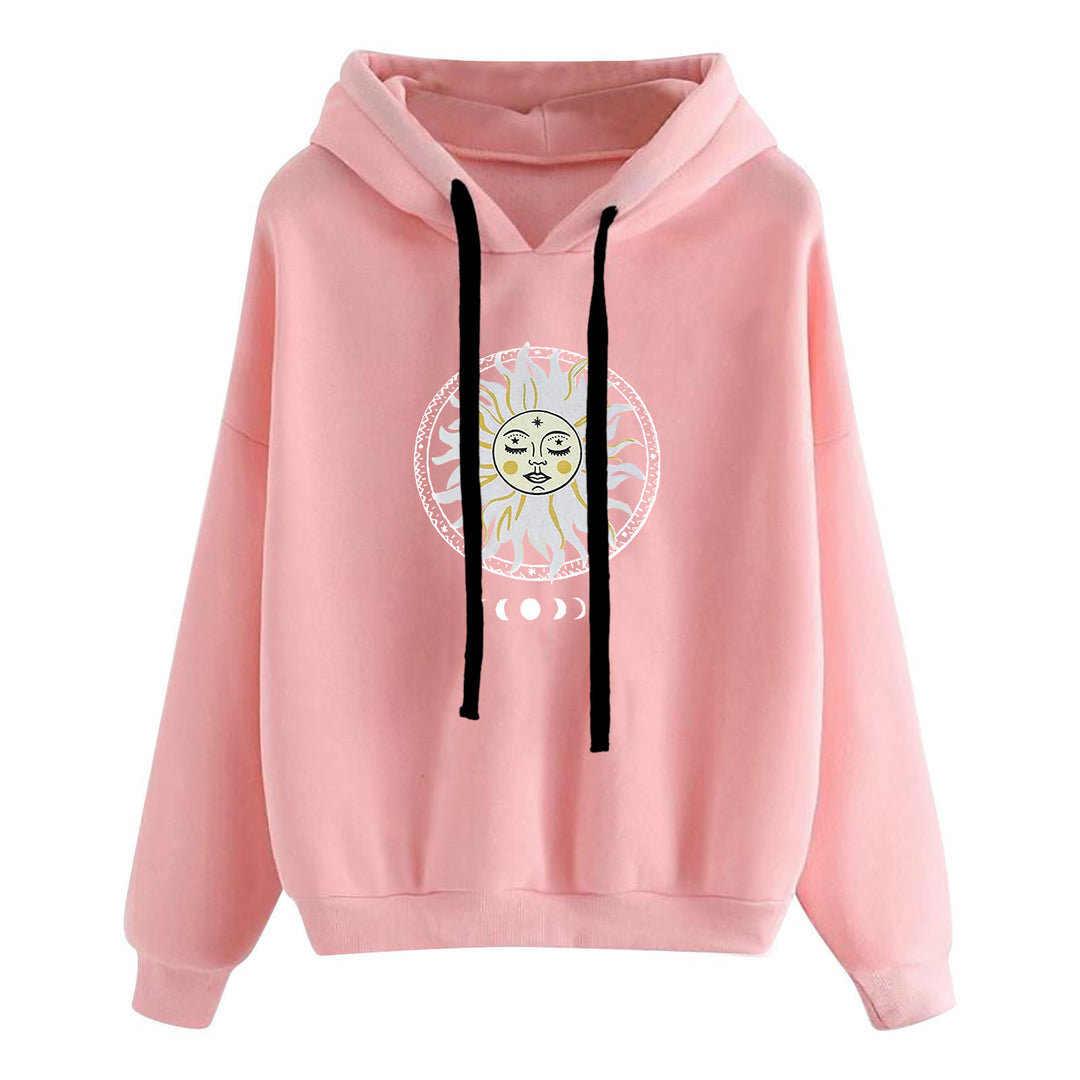 Women's casual oversized hoodie with heart and paw print, drawstring and ribbed cuffs Mune Fashion