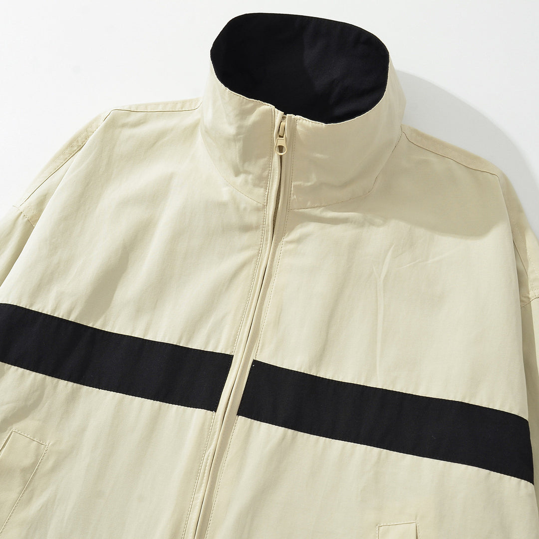 Women's Oversize Track Jacket with Stand-Up Collar, Full-Zip and Contrast Stripes Mune Fashion