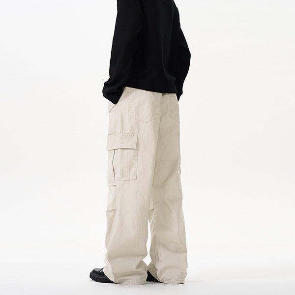 Men's Relaxed Utility Cargo Pants in Palazzo Cut made of Cotton Twill Mune Fashion