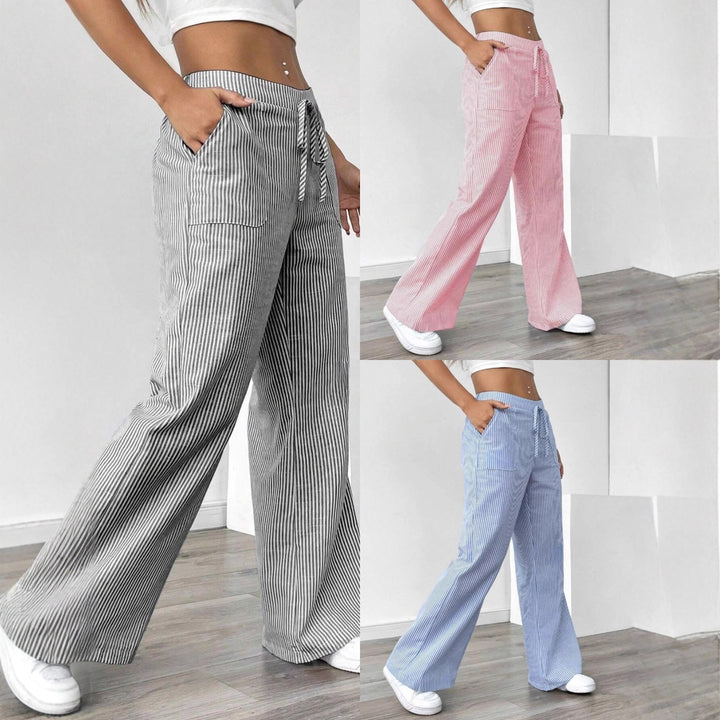 Women wide cotton lounge pants with drawstring and side pockets Mune Fashion