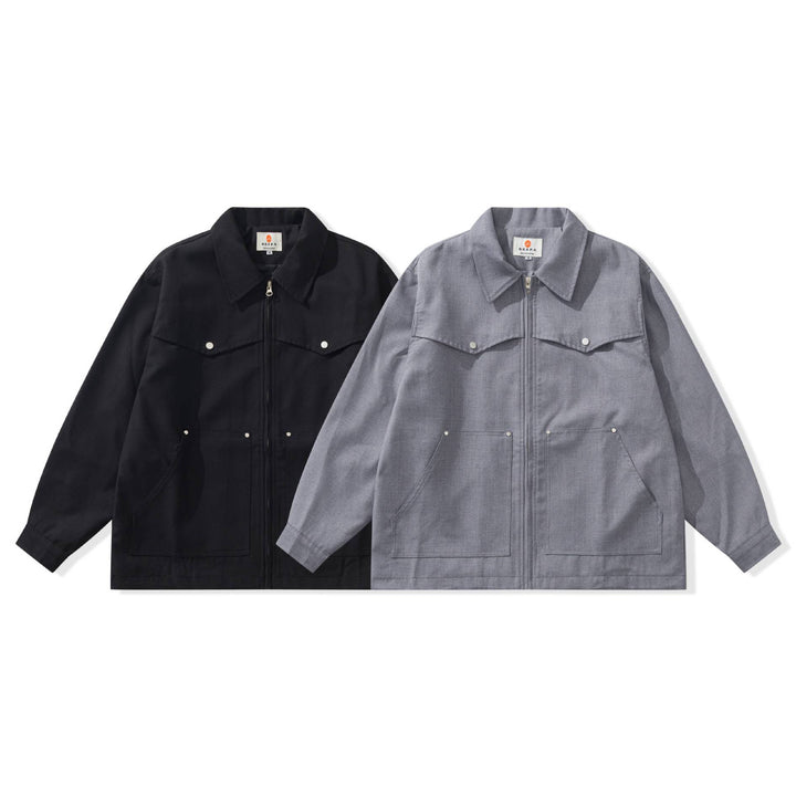 Men's Utility Chore Jacket with Full Zip and Large Flap Pockets Mune Fashion