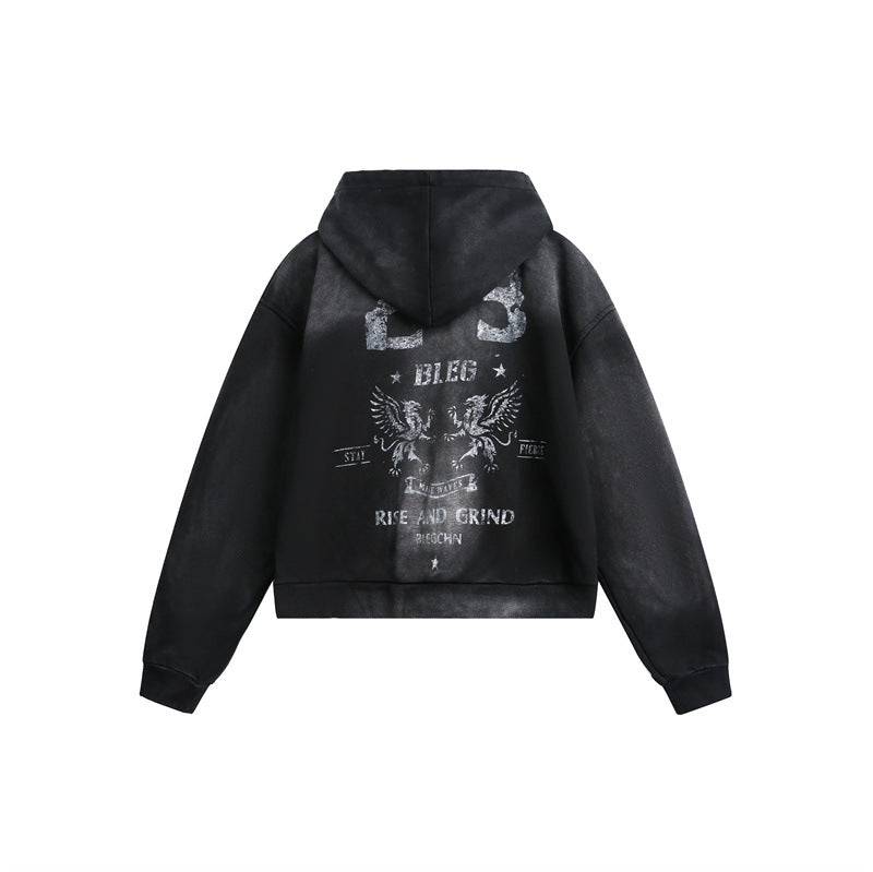 Unisex hoodie zip jacket in urban graffiti print with kangaroo pocket and boxy cut Mune Fashion