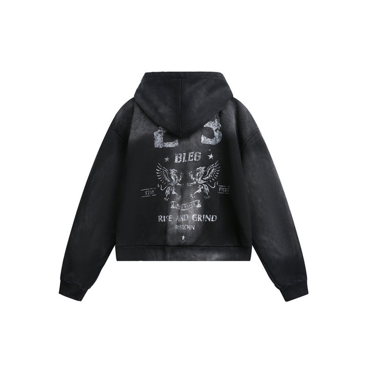 Unisex hoodie zip jacket in urban graffiti print with kangaroo pocket and boxy cut Mune Fashion