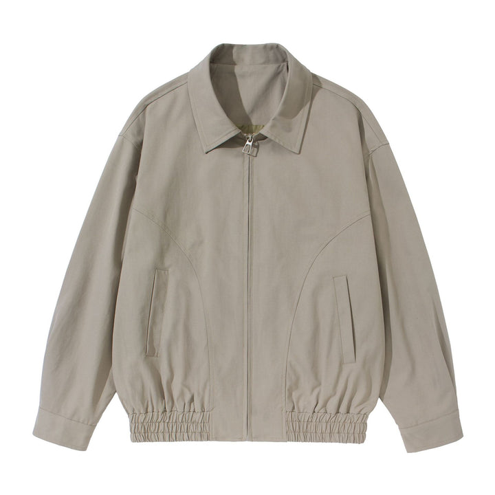 Unisex Short Cut Boxy Blouson Jacket with Shirt Collar, Concealed Zipper and Gathered Hem Mune Fashion