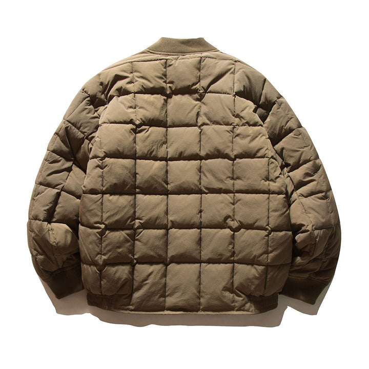 Men's Boxy Quilted Bomber Jacket with Cubic Padding and Ribbed Collar Mune Fashion