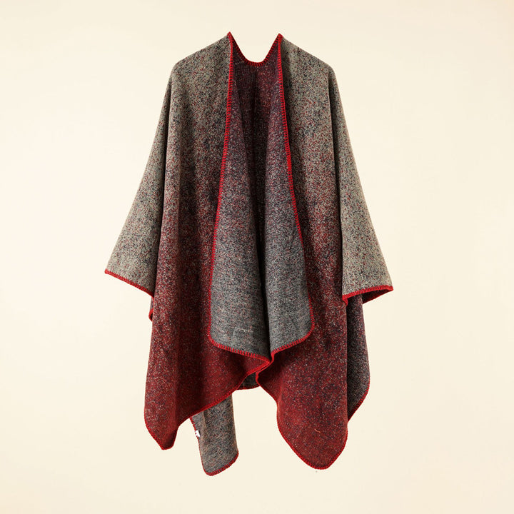 Women's knit poncho in paisley jacquard with open front Mune Fashion