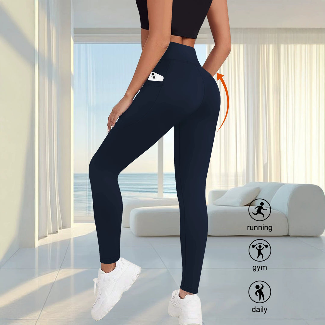 Women's High-Waist Sport Leggings with Side Phone Pocket and Shaping Compression Fabric Mune Fashion