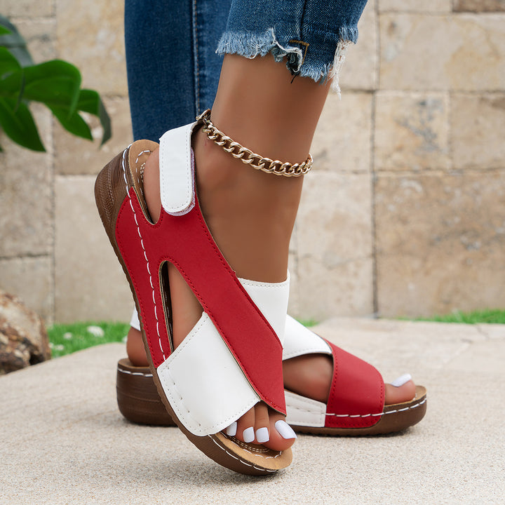 Ladies' orthopedic wedge sandals with memory foam and adjustable heel strap Mune Fashion