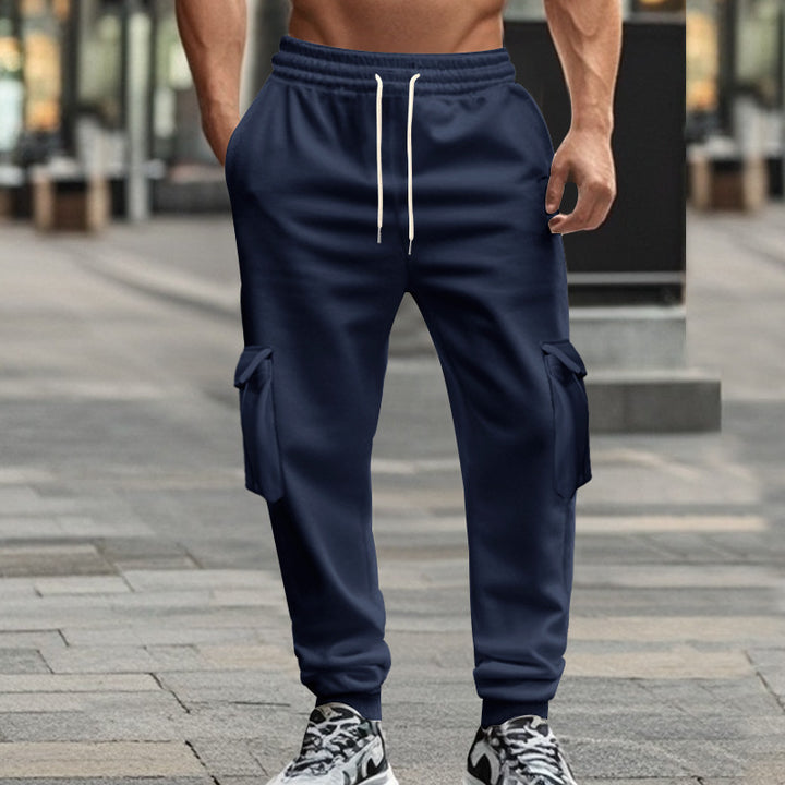 Men's Utility Jogger Pants with Side Flap Pockets, Drawstring Waistband and Tapered Fit Mune Fashion