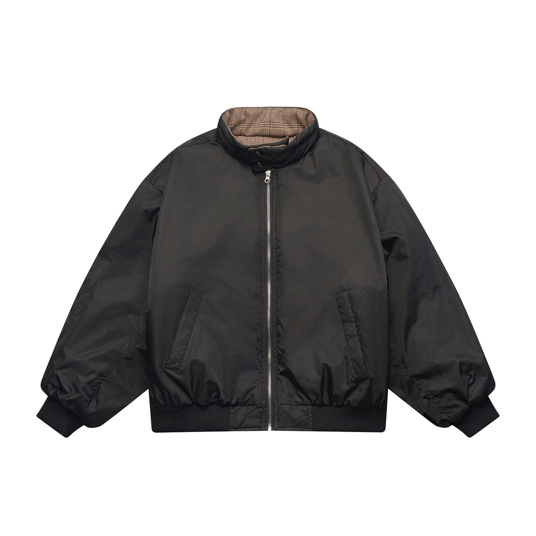 Unisex Boxy-Flight Jacket in Oversize Cut with Quilted Stand Collar Lining and Ribbed Cuffs Mune Fashion