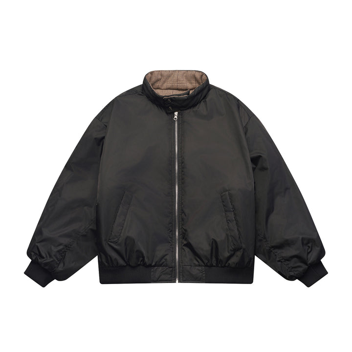 Unisex Boxy-Flight Jacket in Oversize Cut with Quilted Stand Collar Lining and Ribbed Cuffs Mune Fashion