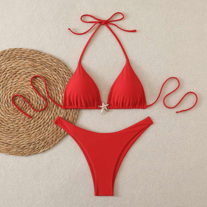 Women's Triangle Bikini with Fashionable Star Detail Mune Fashion