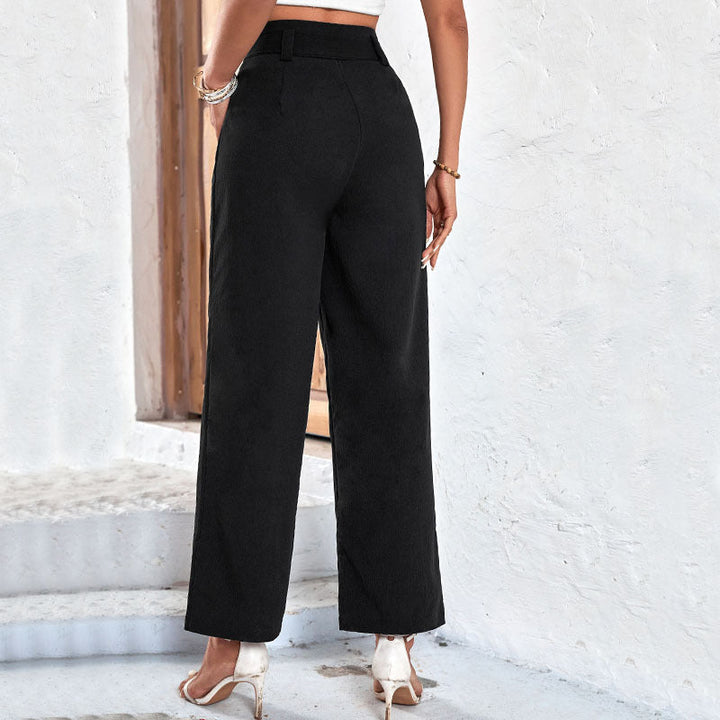 Women's High-Waisted Paperbag Culotte with Ties and Wide Leg
