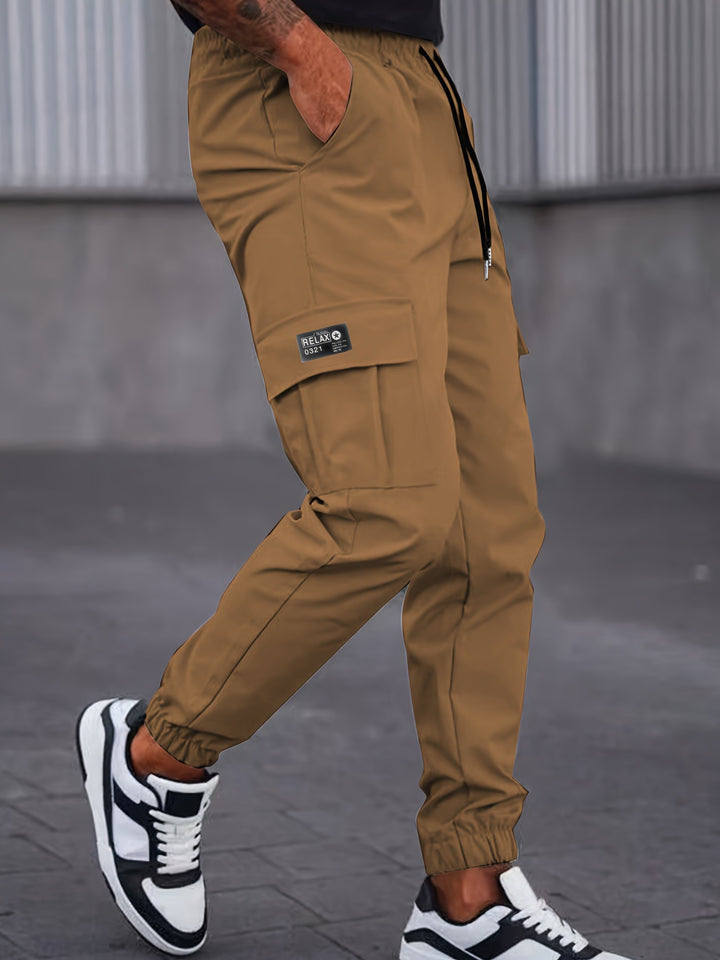Men's Cargo Jogging Pants with Drawstring, Tapered Cut & Flap Pockets Mune Fashion