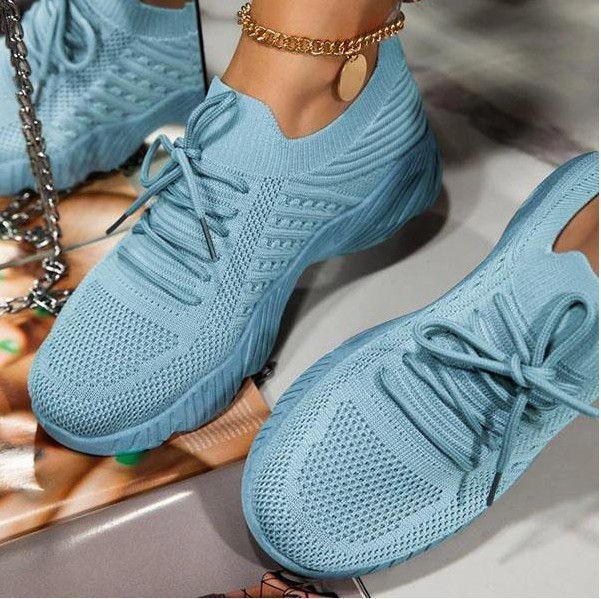 Women's Breathable Knit Sneakers with Elastic Shaft and Non-Slip Profile Sole Mune Fashion