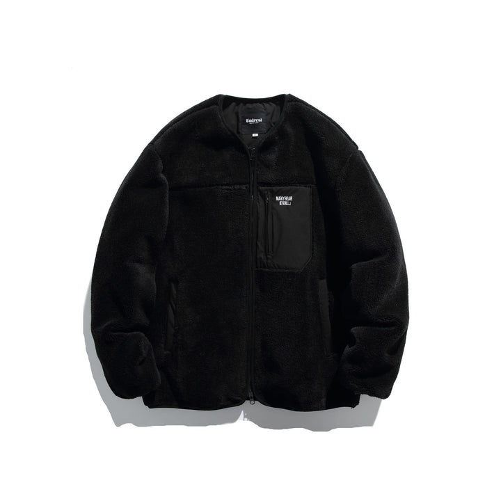 Unisex Short Cut Teddy Fleece Jacket with Nylon Chest Pocket and Full Zip Mune Fashion