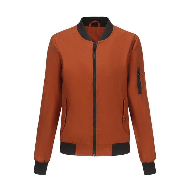 Women's lightweight bomber jacket with arm pocket, contrast cuffs, and sporty fit Mune Fashion