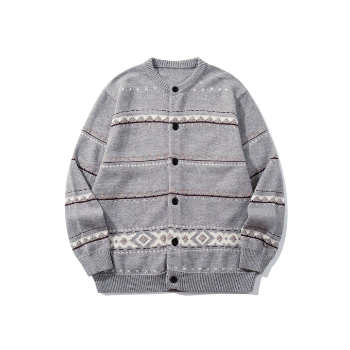 Unisex Structured Jacquard Cardigan with Round Neckline, Oversized Fit and Button Placket Mune Fashion