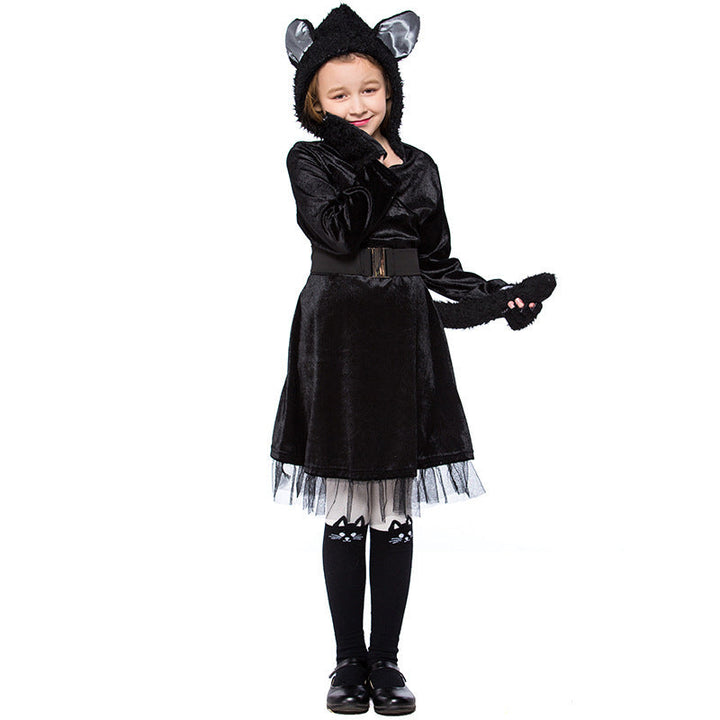 Girl's Cat Costume with Hood and Detailed Accessories Mune Fashion