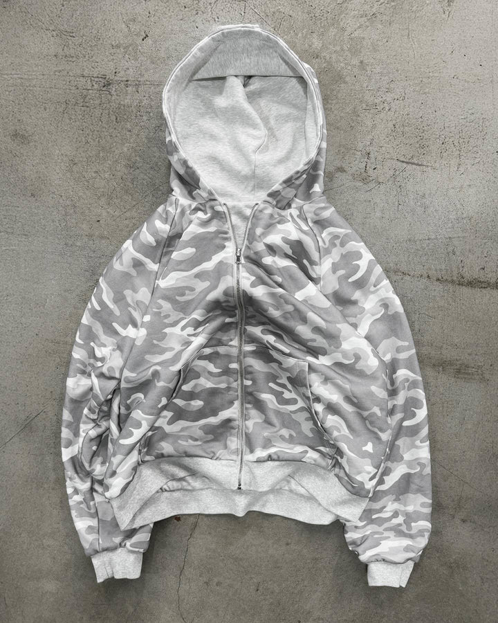 Unisex hooded sweatshirt jacket with faux fur lining, cropped cut and cross zipper Mune Fashion