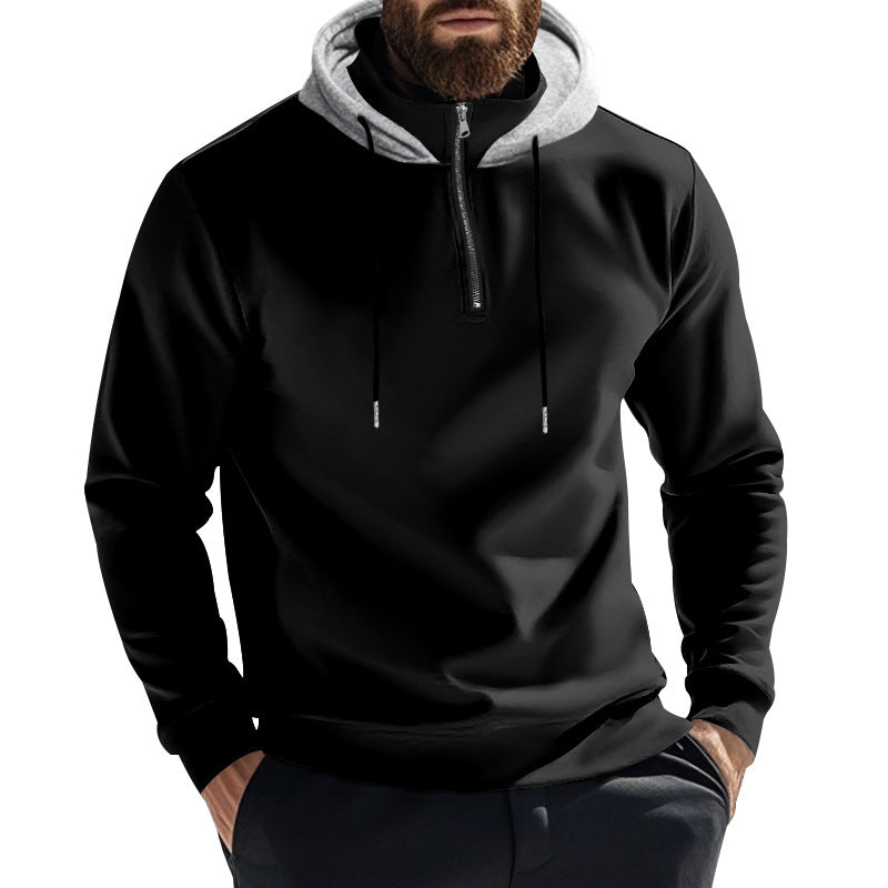 Men's half-zip hoodie with contrasting hood, drawstring and slim silhouette Mune Fashion